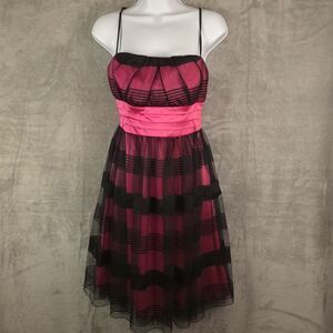 My Michelle Y2K Hot Pink Black Babydoll Mini Dress Mesh Size Large HOCO Gothic